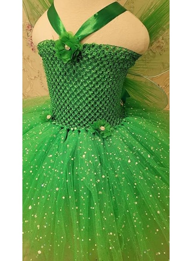Daddy's Angel Girls Green Tutu Party Dress with Glitter Tulle Skirt – Sleeveless Princess Dress for Birthdays & Special Occasions - Image 5